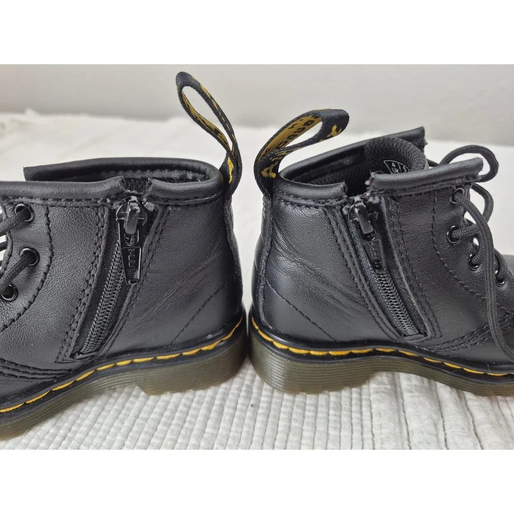 Dr Martens 1460 I Kids Boots Black Leather Lace Up Side Zip Size 5 US 4 UK 20 EU